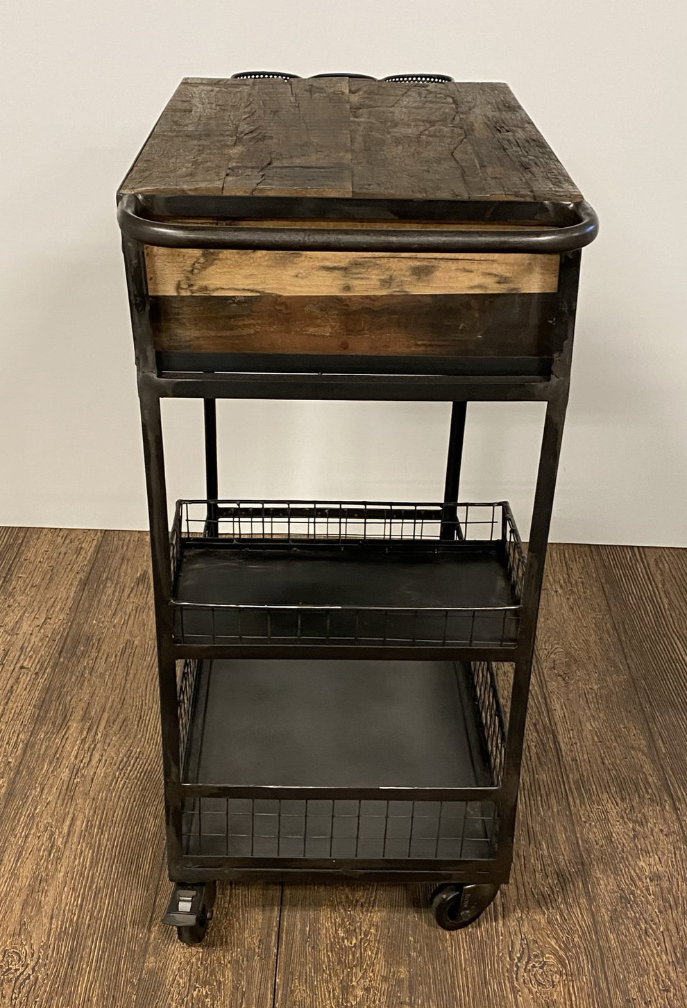 Rolling Rustic Black And Natural Bar Cart By Homeroots | Bar Carts | Modishstore - 2