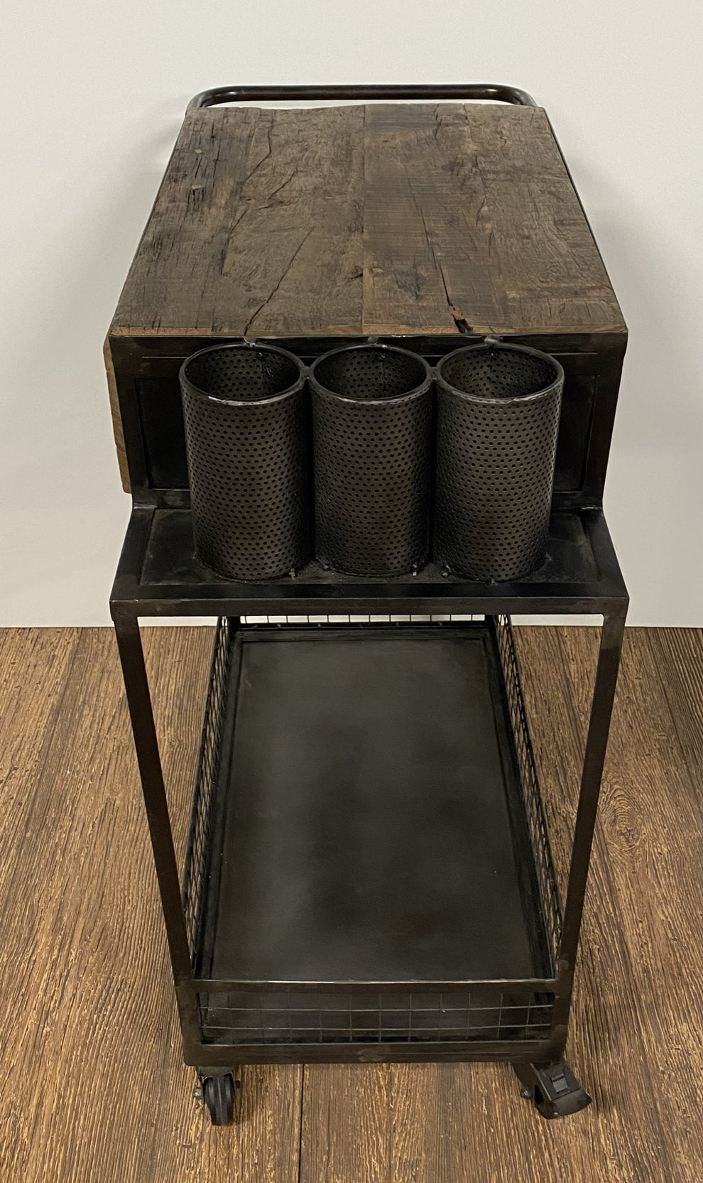 Rolling Rustic Black And Natural Bar Cart By Homeroots | Bar Carts | Modishstore - 3
