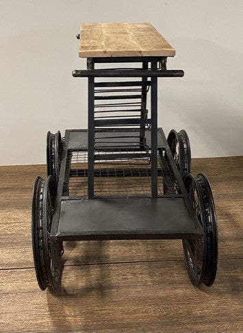 Rustic Black Rail Car Bar Cart By Homeroots | Bar Carts | Modishstore - 2