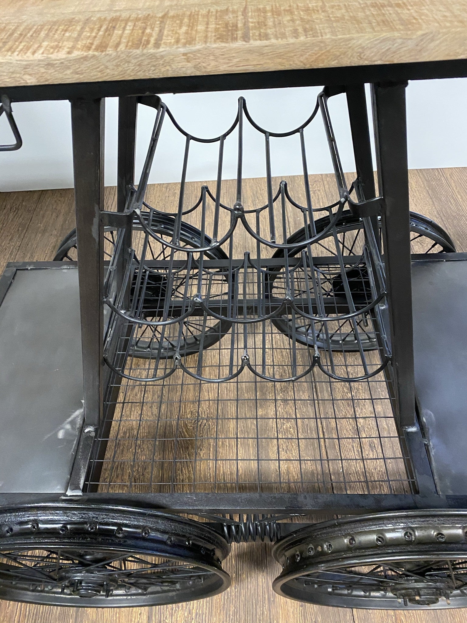 Rustic Black Rail Car Bar Cart By Homeroots | Bar Carts | Modishstore - 3