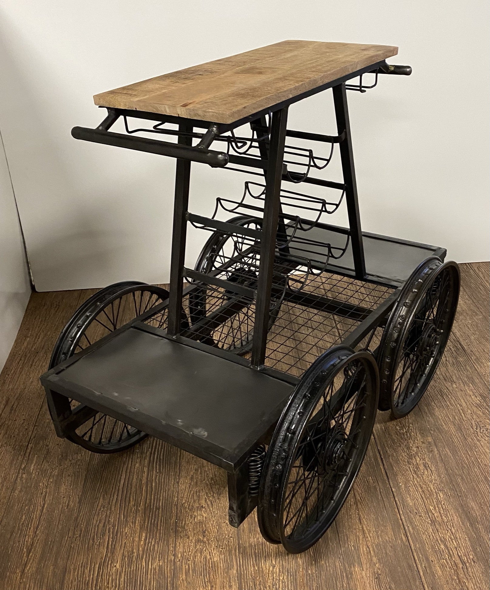 Rustic Black Rail Car Bar Cart By Homeroots | Bar Carts | Modishstore - 5
