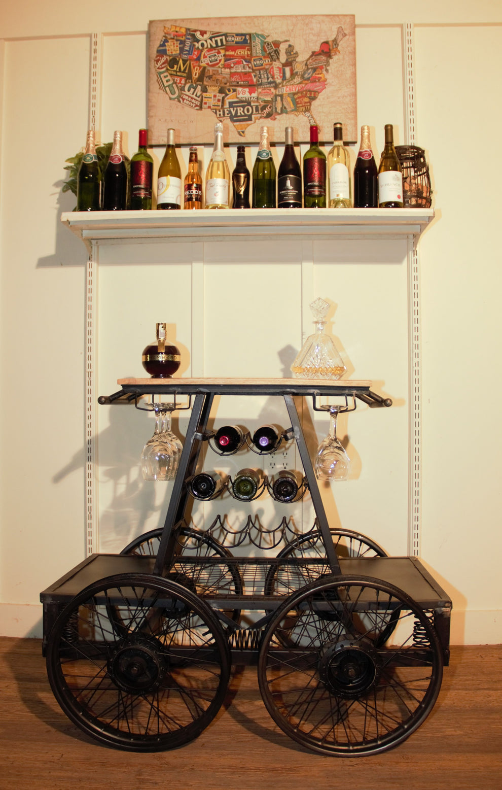 Rustic Black Rail Car Bar Cart By Homeroots | Bar Carts | Modishstore - 6