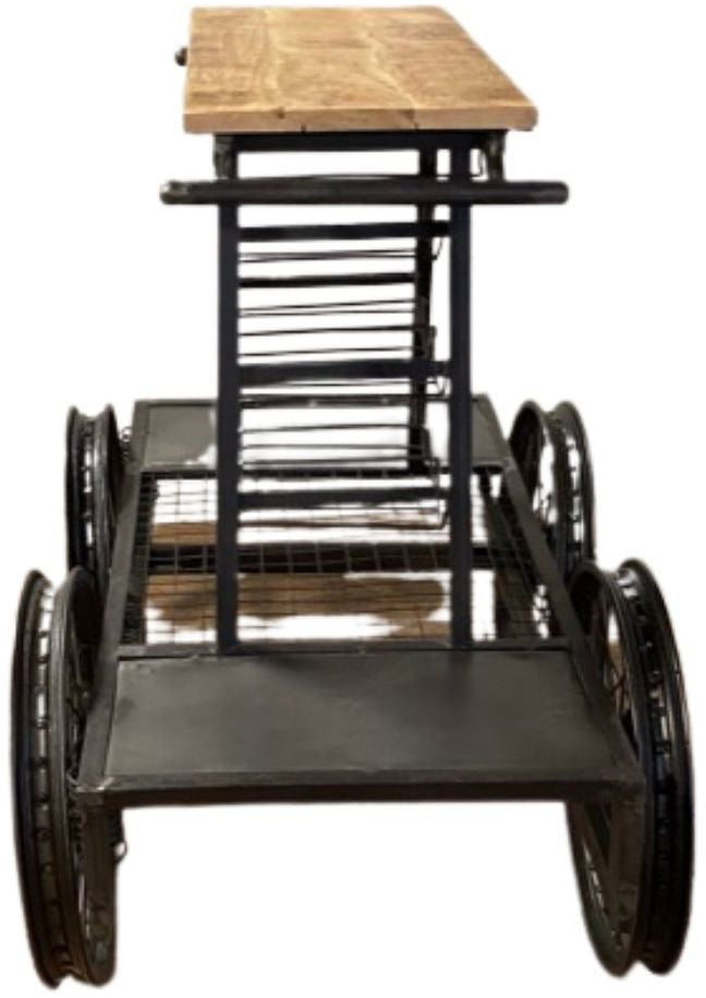 Rustic Black Rail Car Bar Cart By Homeroots | Bar Carts | Modishstore - 7