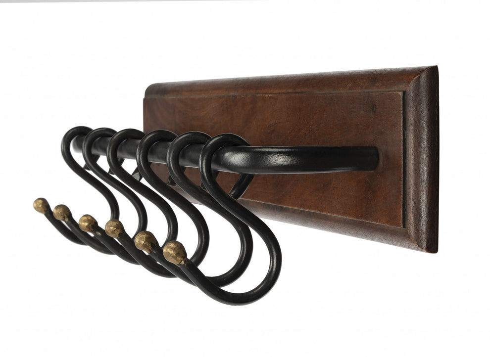 Glendo Iron & Wood Wall Rack By Homeroots | Shelves & Shelving Units | Modishstore - 2
