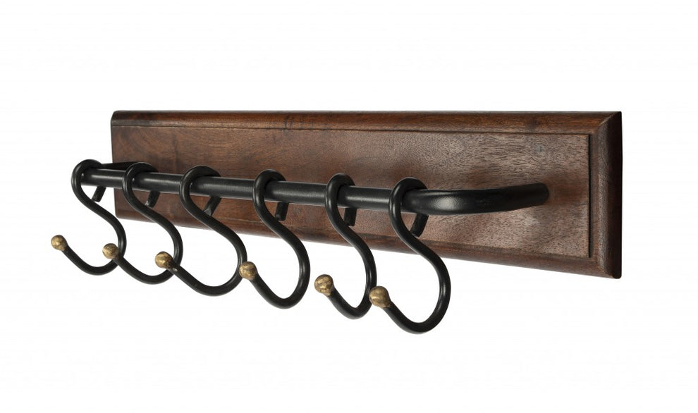 Glendo Iron & Wood Wall Rack By Homeroots | Shelves & Shelving Units | Modishstore - 3