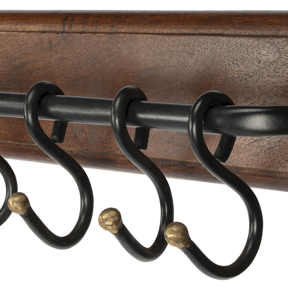 Glendo Iron & Wood Wall Rack By Homeroots | Shelves & Shelving Units | Modishstore - 5