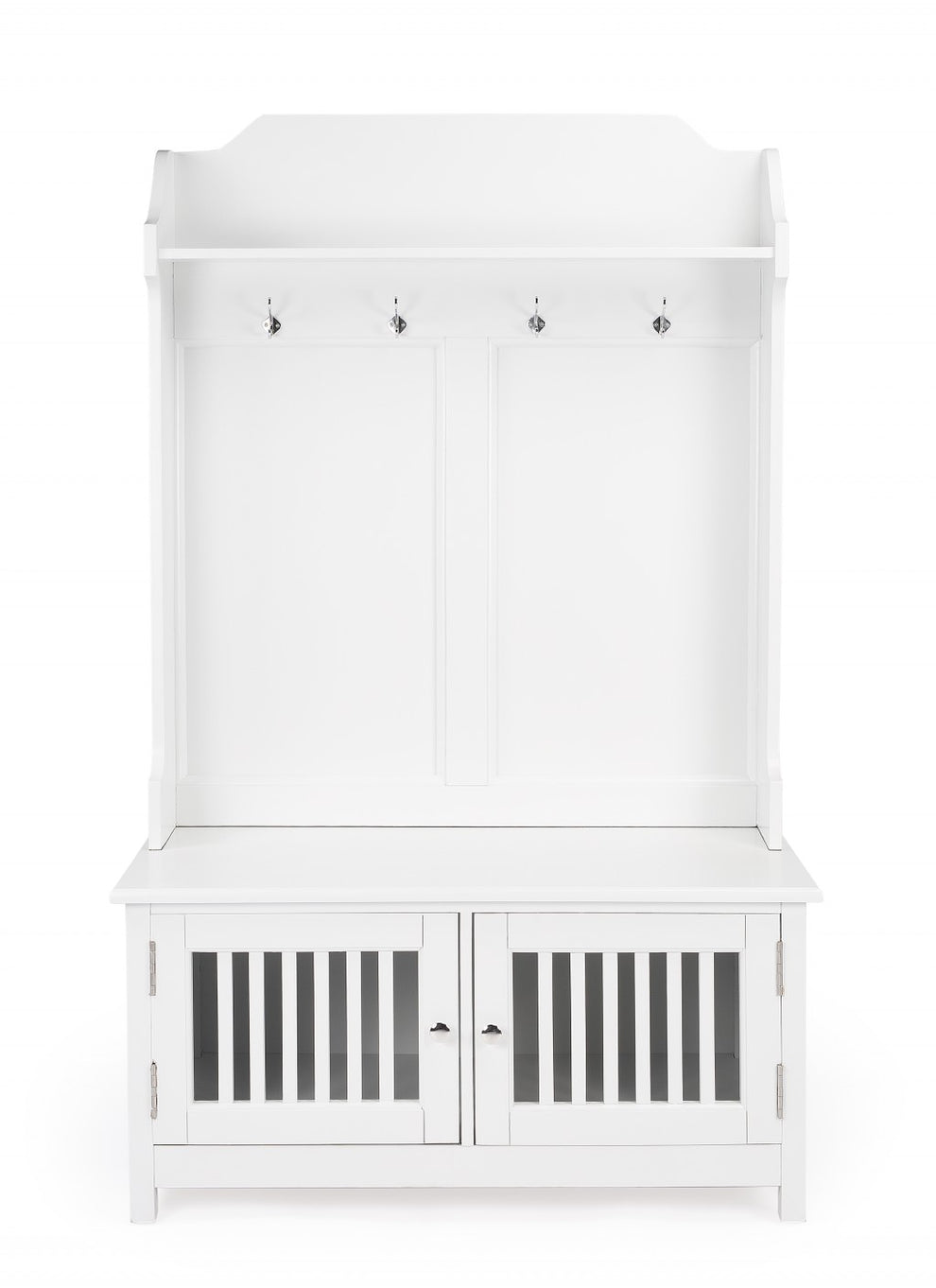 Borya White Hall Tree with Storage By Homeroots | Shelves & Shelving Units | Modishstore - 3