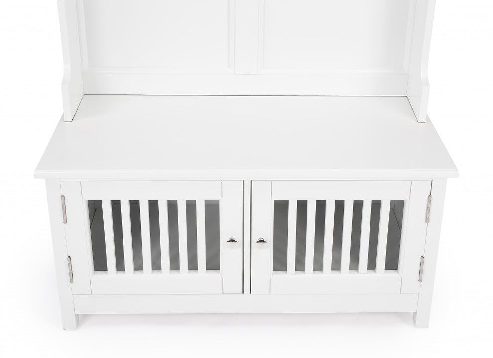 Borya White Hall Tree with Storage By Homeroots | Shelves & Shelving Units | Modishstore - 4