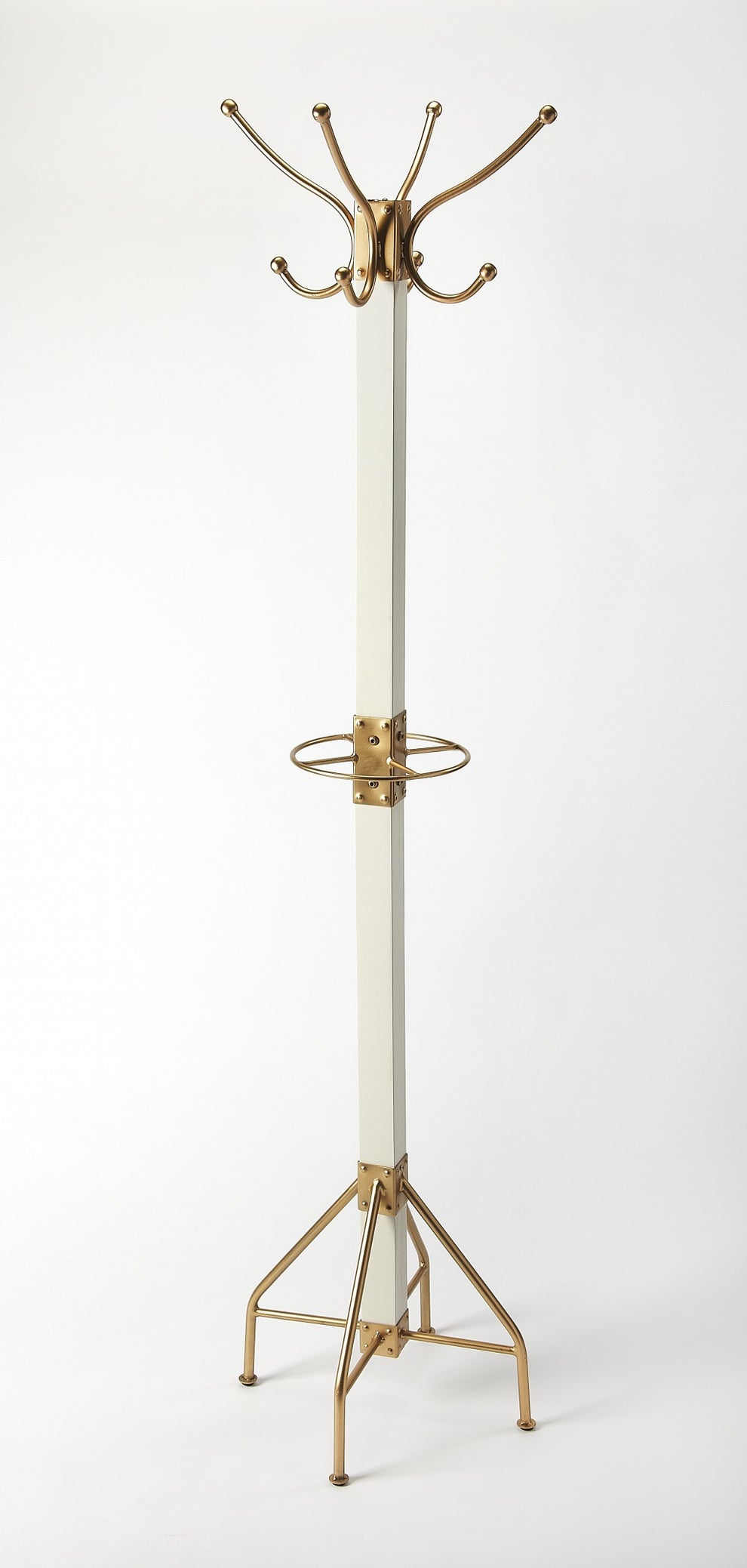 Logan Square White & Gold Coat Rack Tree By Homeroots | Coat Racks | Modishstore - 2