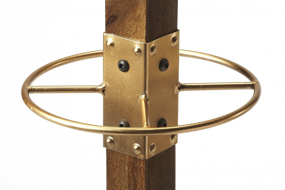 Logan Square Wood & Antique Gold Coat Rack Tree By Homeroots | Coat Racks | Modishstore - 3