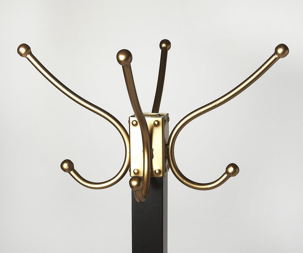 Logan Square Black & Gold Coat Rack Tree By Homeroots | Coat Racks | Modishstore - 4