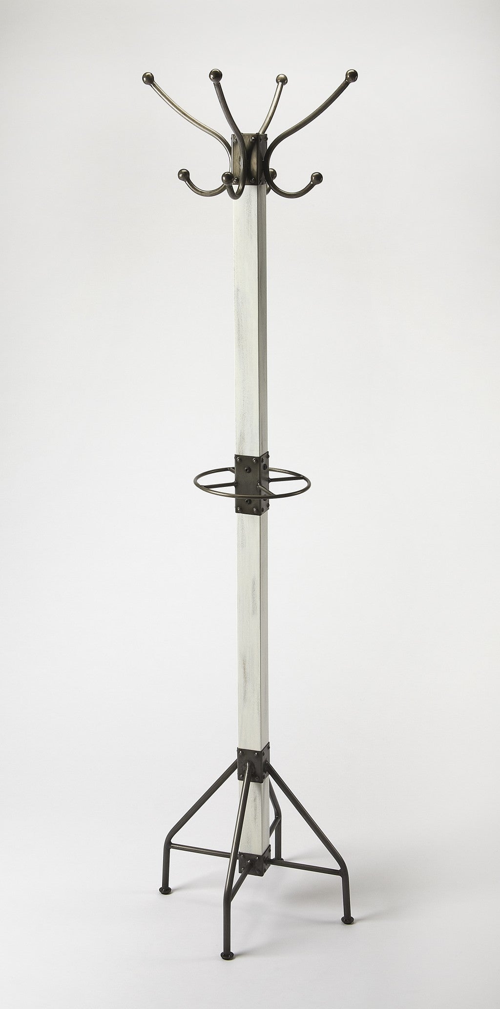 Logan Square White Wood Coat Rack Tree By Homeroots | Coat Racks | Modishstore