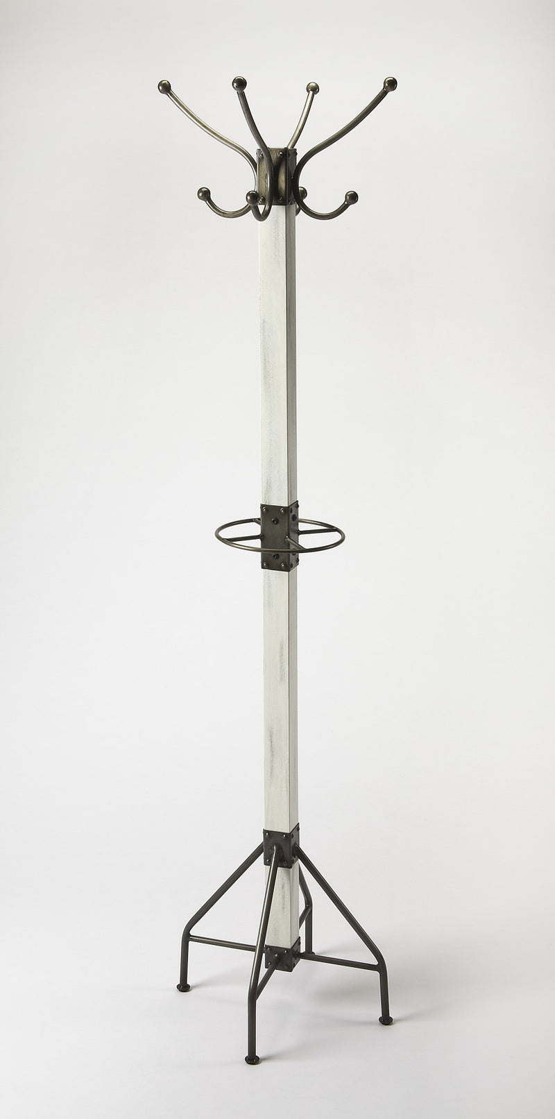 Logan Square White Wood Coat Rack Tree By Homeroots | Coat Racks | Modishstore