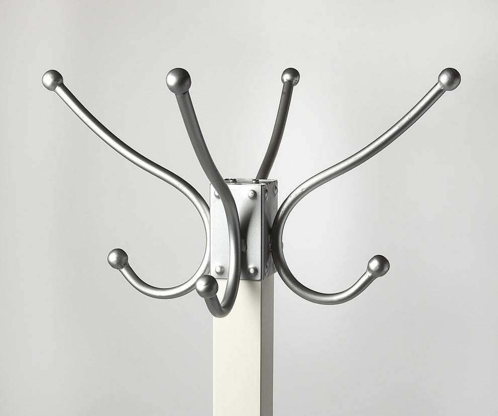 Logan Square White & Silver Coat Rack Tree By Homeroots | Coat Racks | Modishstore - 4