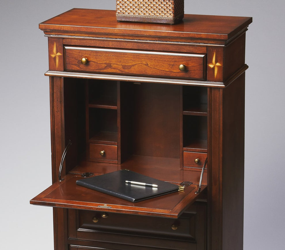Classic Deep Cherry Secretary By Homeroots | Desks | Modishstore - 2