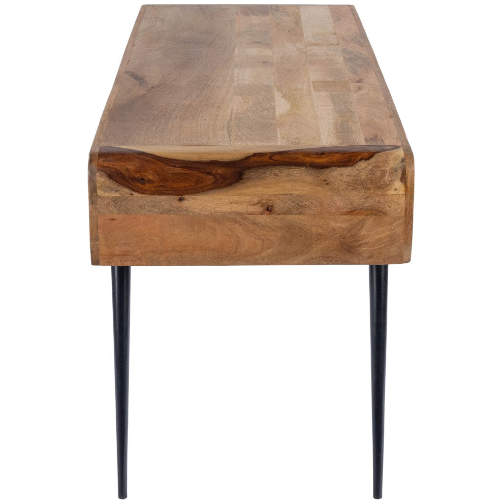 Natural Wood and Metal Desk By Homeroots | Desks | Modishstore - 5