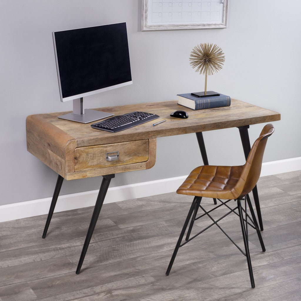 Natural Wood and Metal Desk By Homeroots | Desks | Modishstore - 8