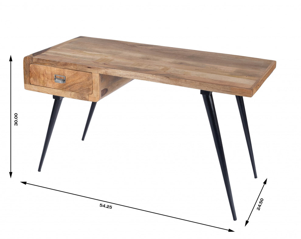Natural Wood and Metal Desk By Homeroots | Desks | Modishstore - 9