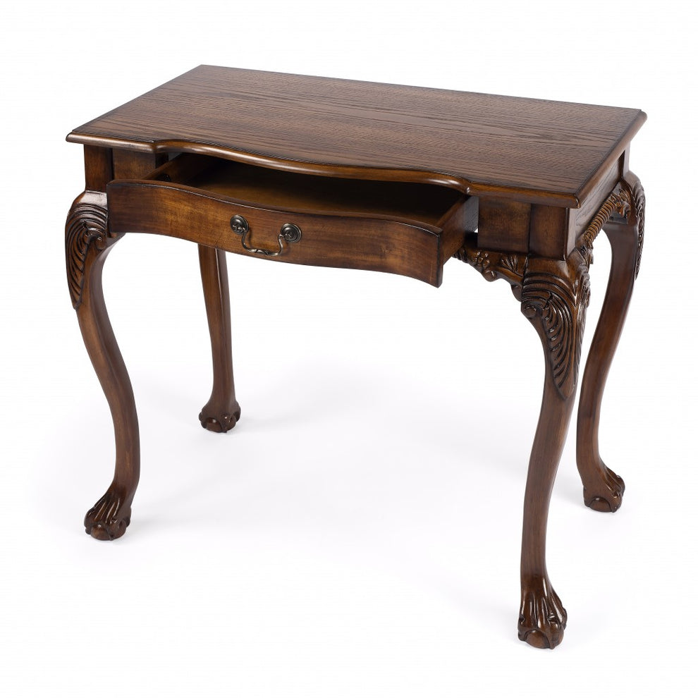 Vintage Oak Writing Desk By Homeroots | Desks | Modishstore - 3