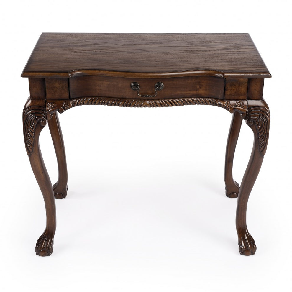 Vintage Oak Writing Desk By Homeroots | Desks | Modishstore - 4