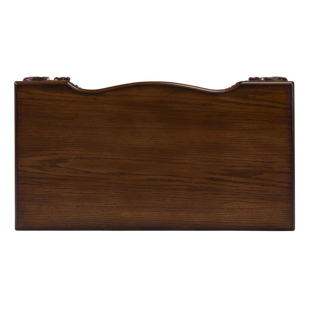 Vintage Oak Writing Desk By Homeroots | Desks | Modishstore - 9