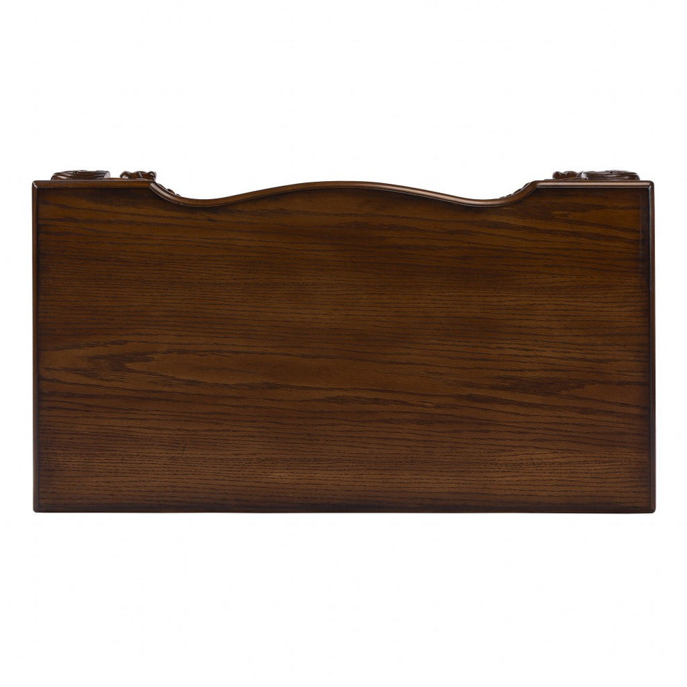 Vintage Oak Writing Desk By Homeroots | Desks | Modishstore - 9