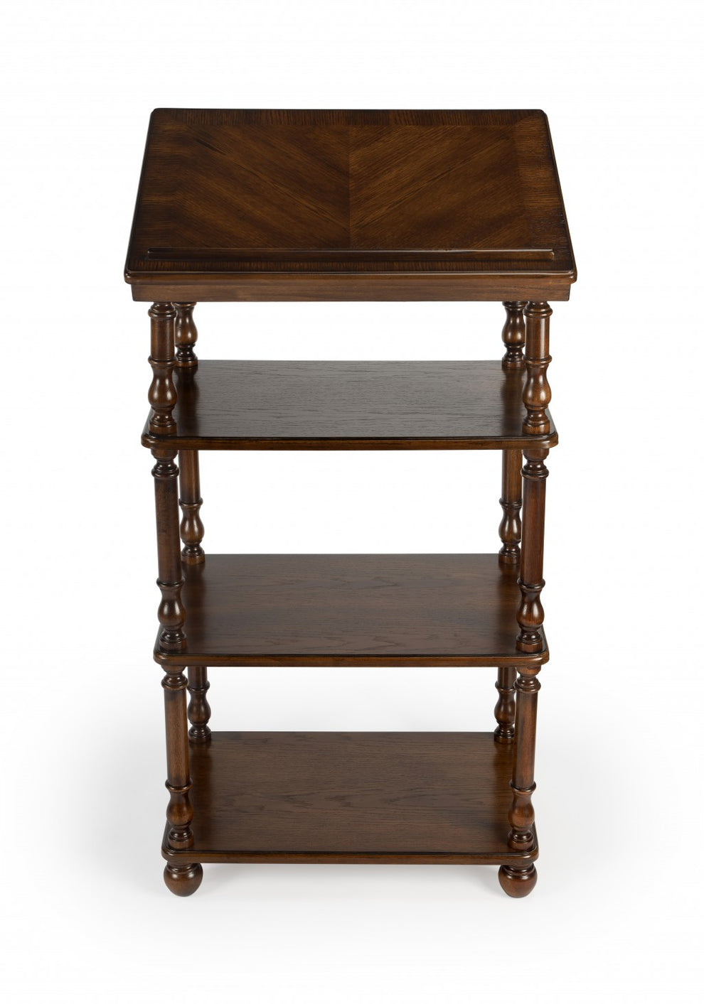 Vintage Oak Library Stand By Homeroots | Side Tables | Modishstore - 2