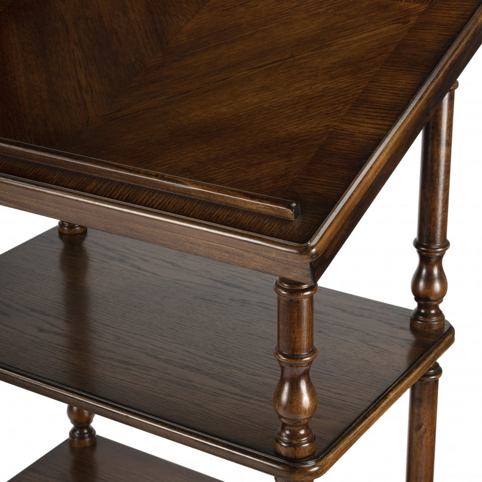 Vintage Oak Library Stand By Homeroots | Side Tables | Modishstore - 7