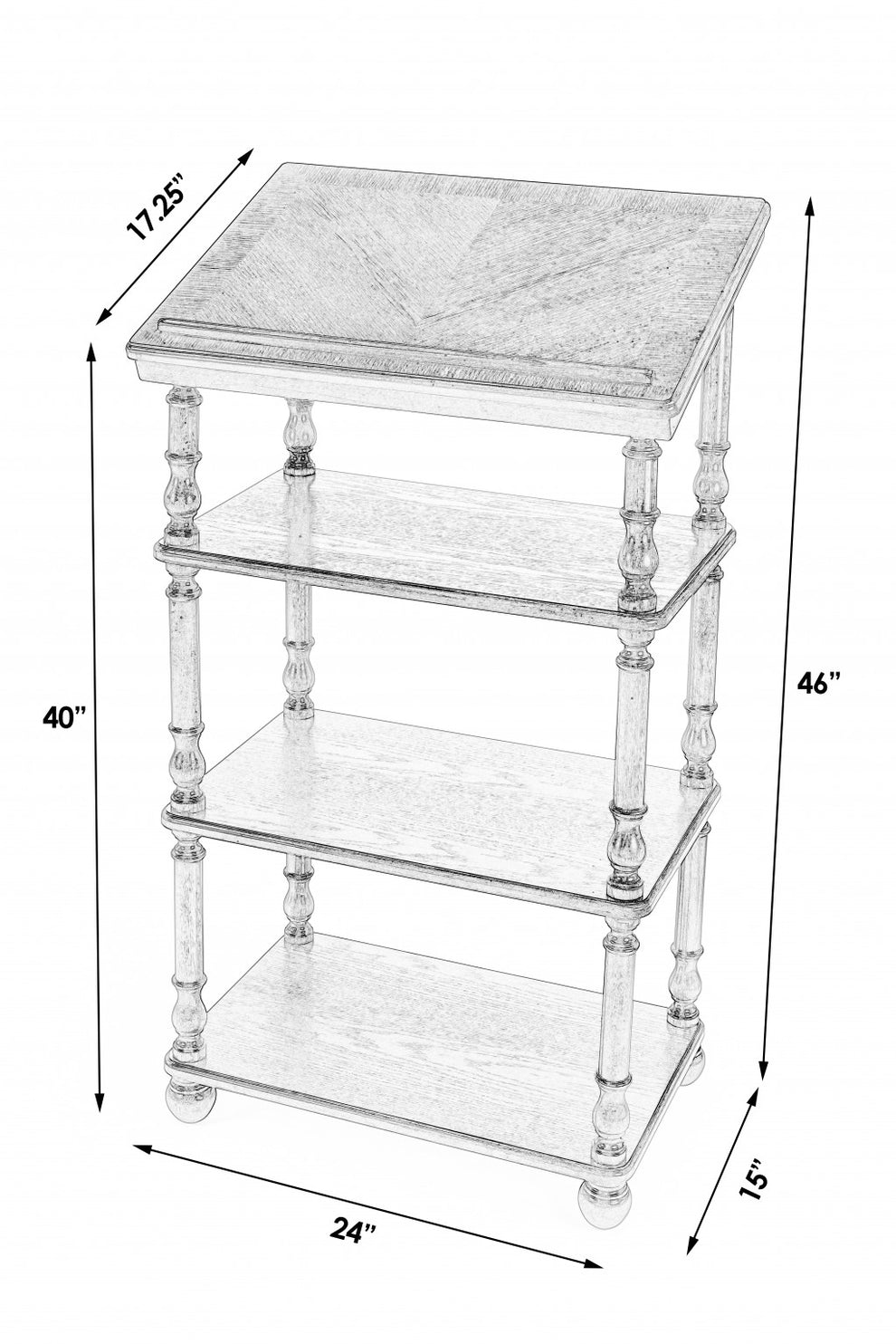 Vintage Oak Library Stand By Homeroots | Side Tables | Modishstore - 8