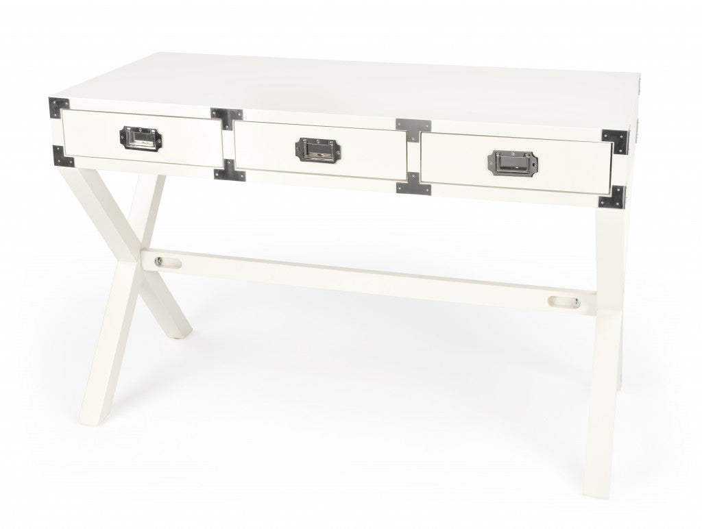 Modern White Campaign Style Desk By Homeroots | Desks | Modishstore - 2