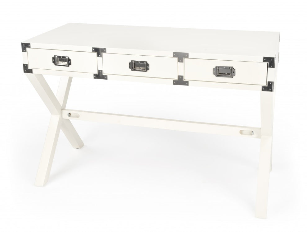Modern White Campaign Style Desk By Homeroots | Desks | Modishstore - 2
