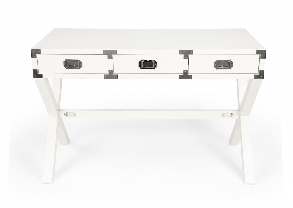 Modern White Campaign Style Desk By Homeroots | Desks | Modishstore - 2