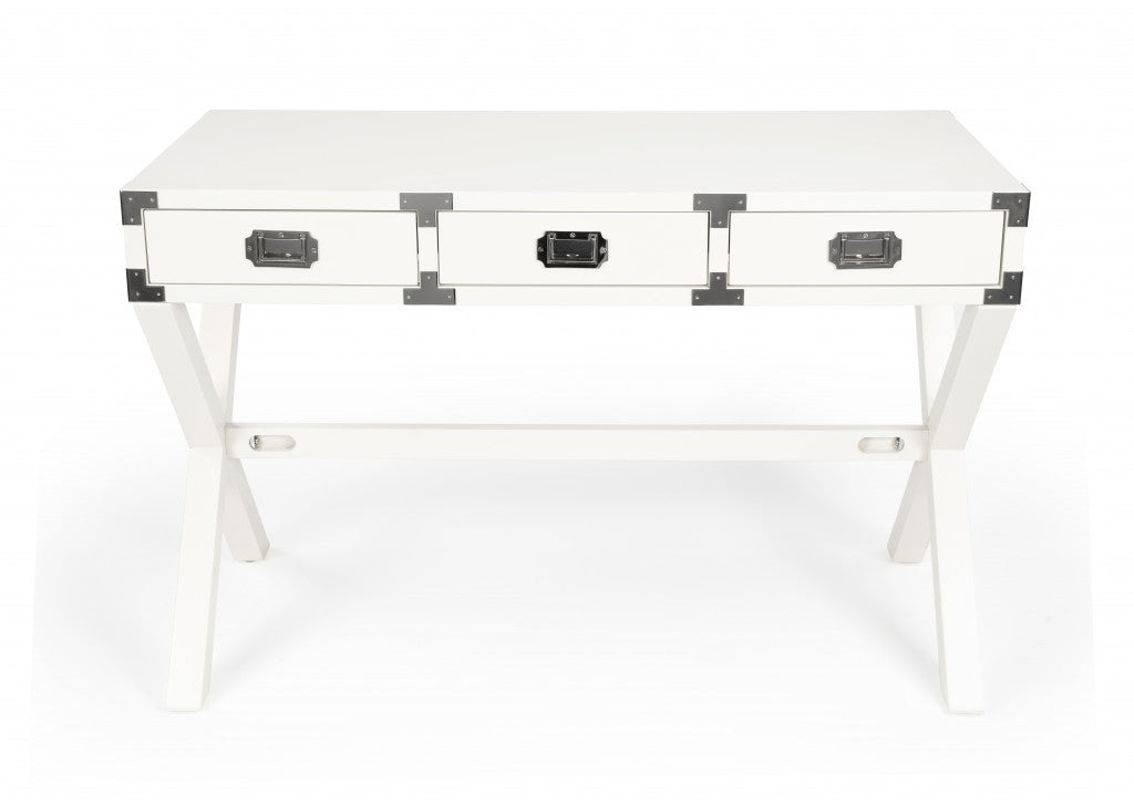 Modern White Campaign Style Desk By Homeroots | Desks | Modishstore - 3