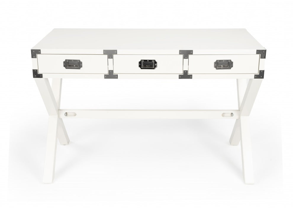 Modern White Campaign Style Desk By Homeroots | Desks | Modishstore - 3