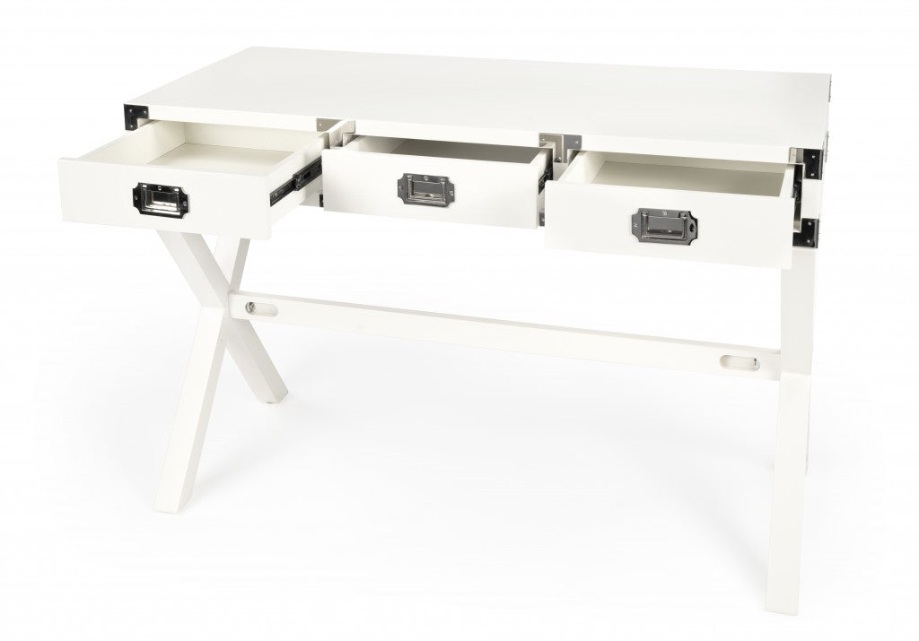 Modern White Campaign Style Desk By Homeroots | Desks | Modishstore - 4