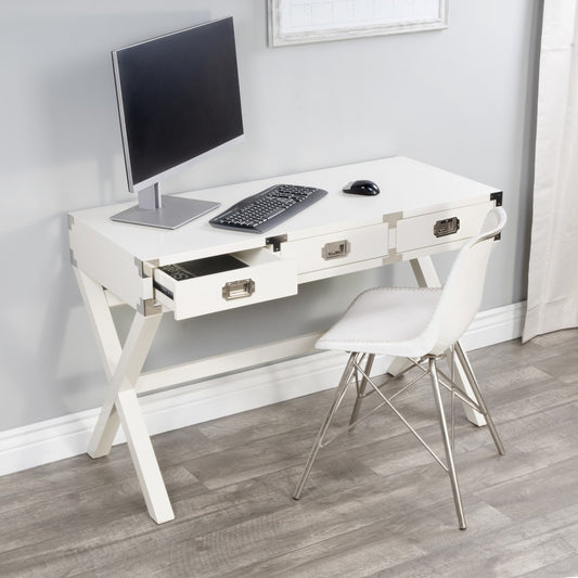 Modern White Campaign Style Desk By Homeroots | Desks | Modishstore