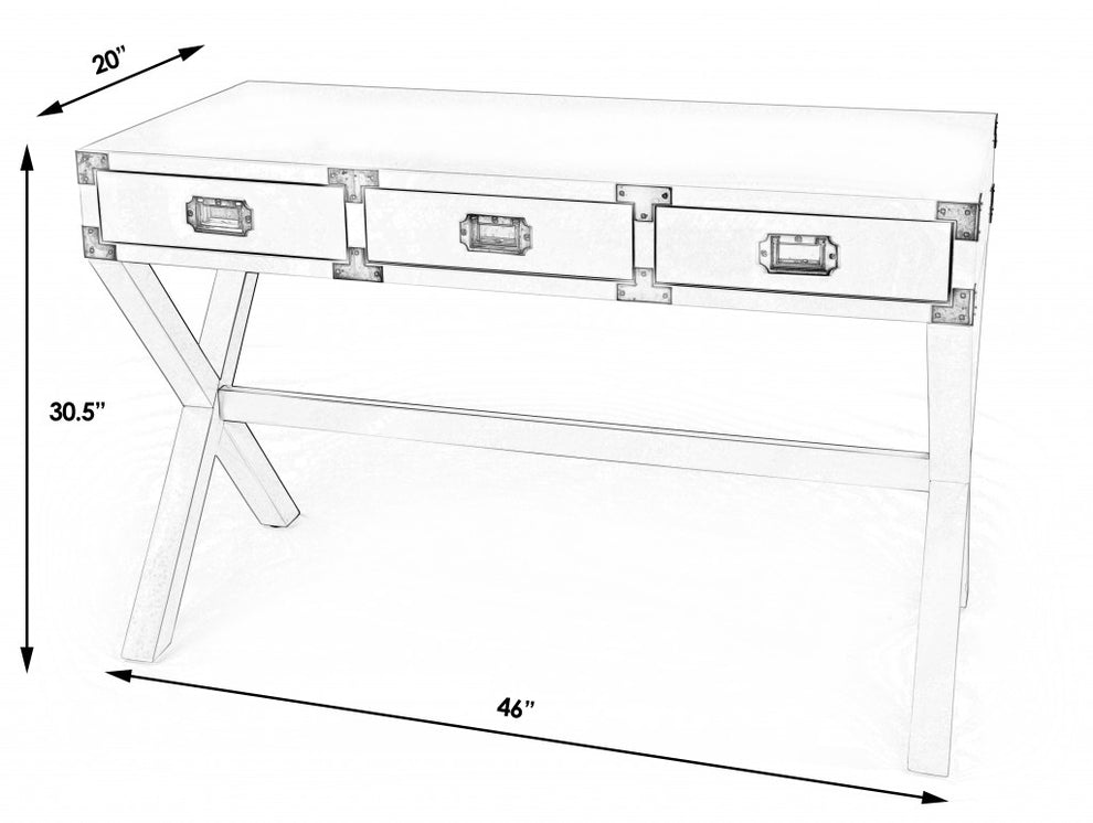 Modern White Campaign Style Desk By Homeroots | Desks | Modishstore - 9