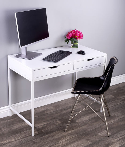 Modern Glossy White Desk By Homeroots | Desks | Modishstore - 7