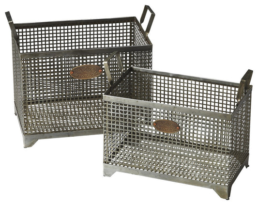 Set of 2 Iron Storage Baskets By Homeroots | Bins, Baskets & Buckets | Modishstore