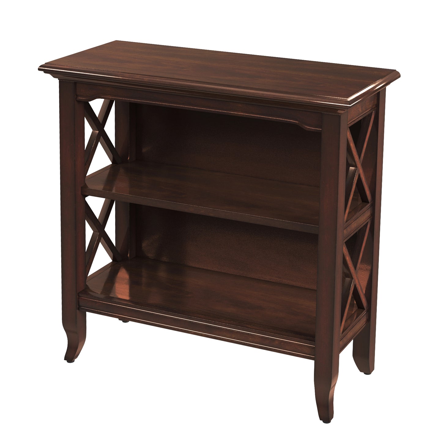 Newport Plantation Cherry Low Bookcase By Homeroots | Bookcases | Modishstore - 2