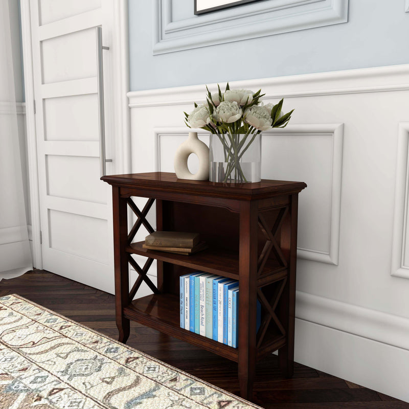 Newport Plantation Cherry Low Bookcase By Homeroots | Bookcases | Modishstore