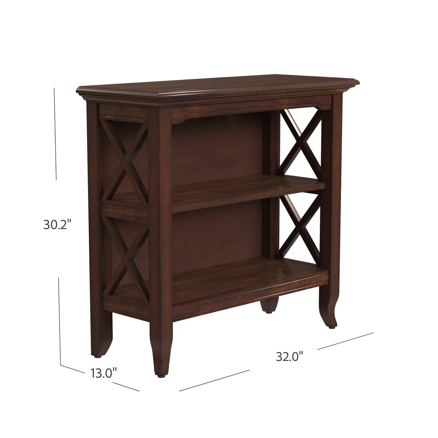 Newport Plantation Cherry Low Bookcase By Homeroots | Bookcases | Modishstore - 7