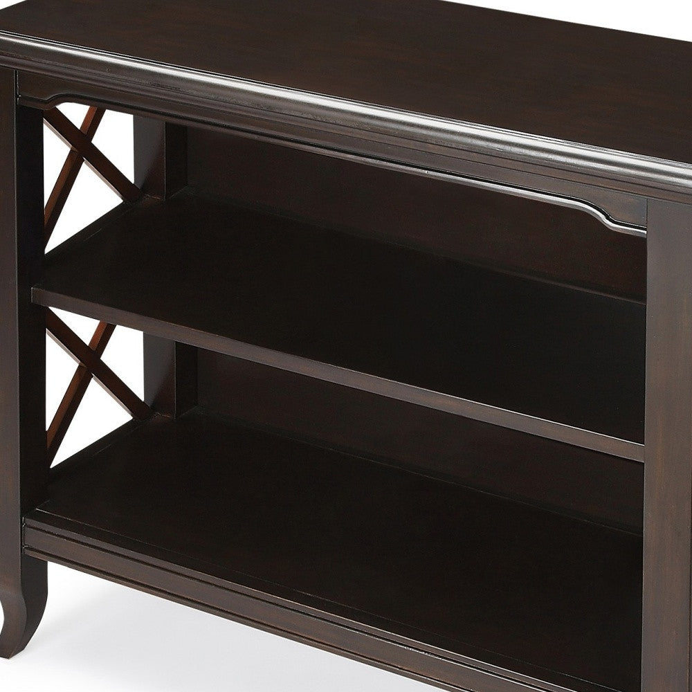 Newport Black & Cherry Low Bookcase By Homeroots | Bookcases | Modishstore - 5
