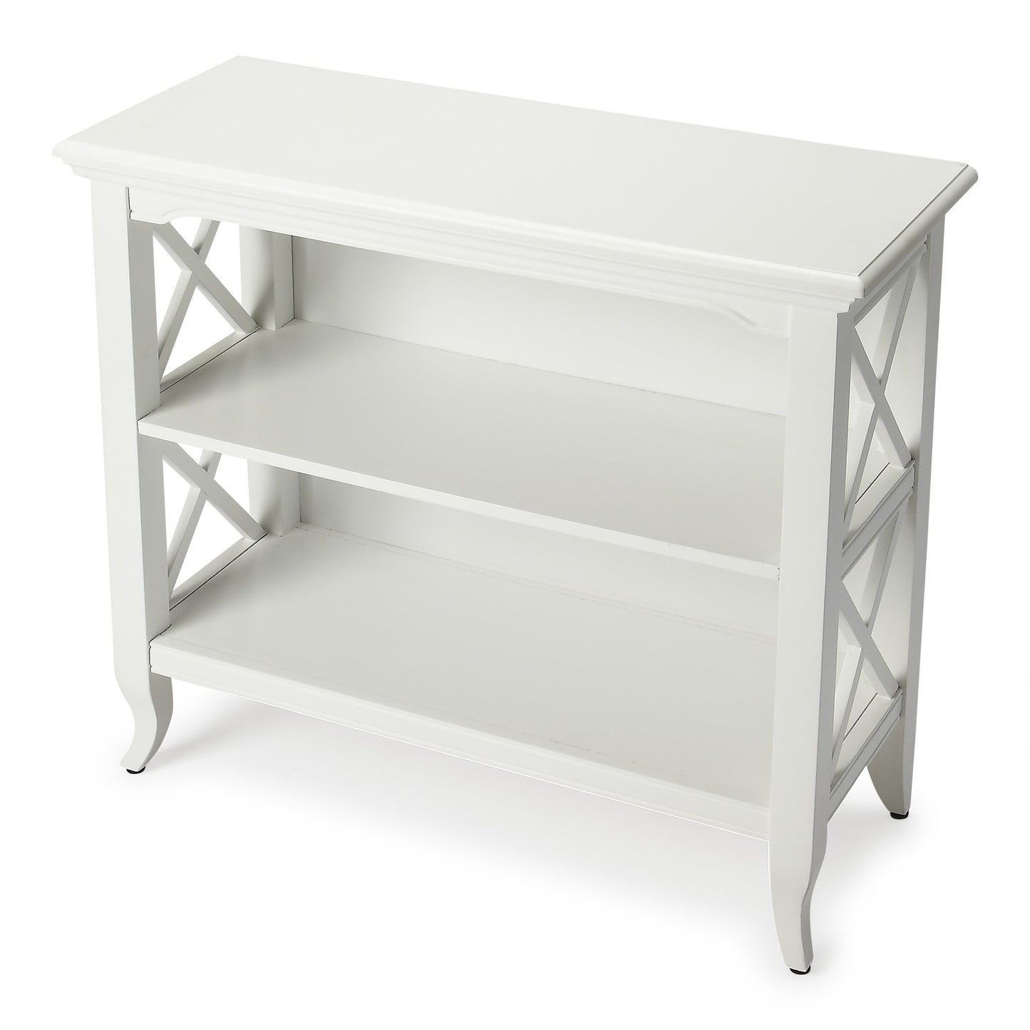 Newport Glossy White Low Bookcase By Homeroots | Bookcases | Modishstore - 2