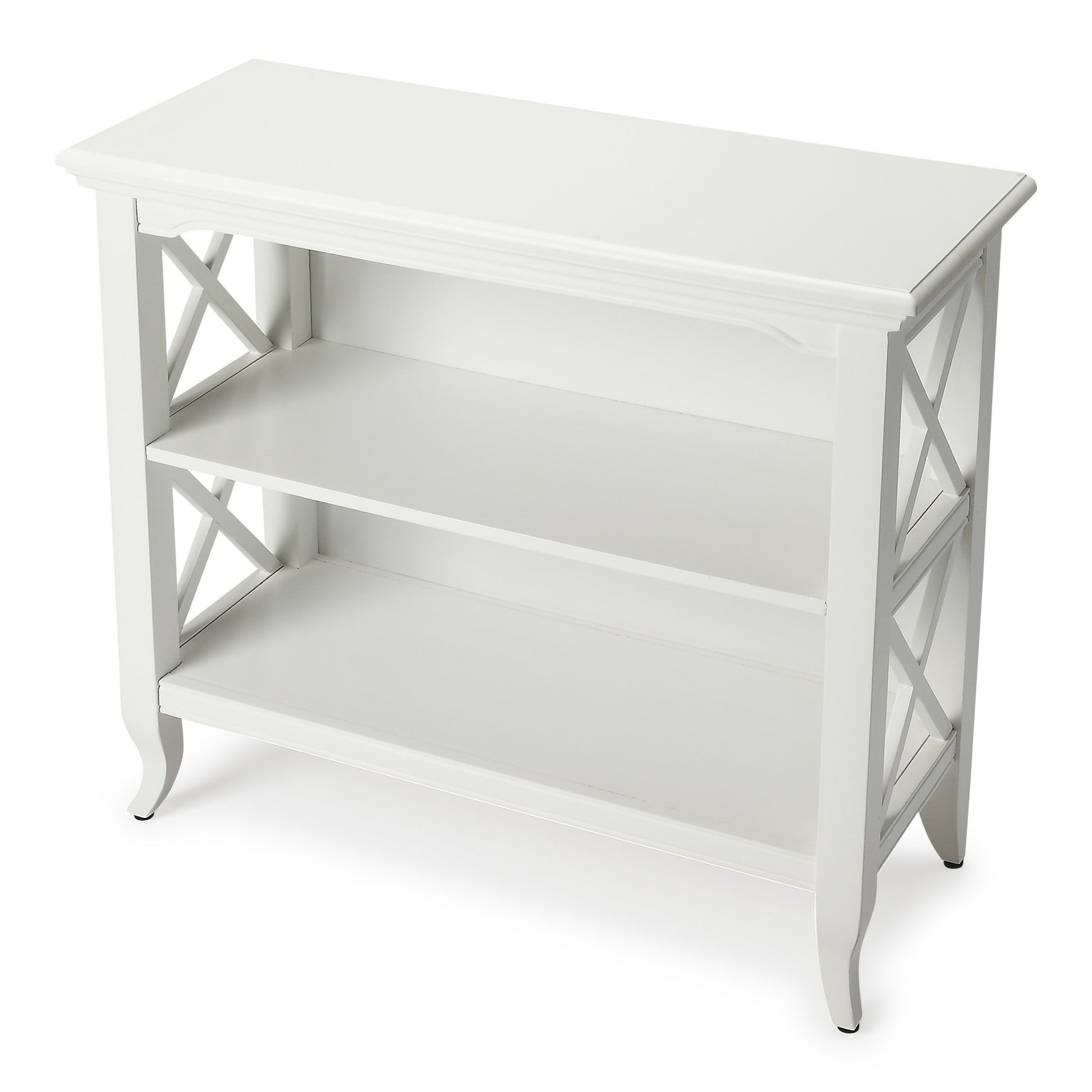 Newport Glossy White Low Bookcase By Homeroots | Bookcases | Modishstore