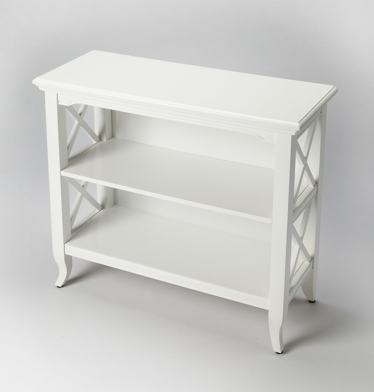 Newport Glossy White Low Bookcase By Homeroots | Bookcases | Modishstore - 3