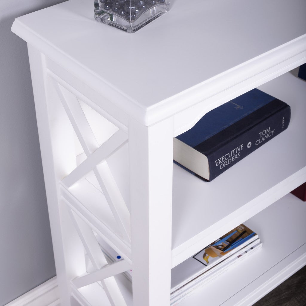 Newport Glossy White Low Bookcase By Homeroots | Bookcases | Modishstore - 4