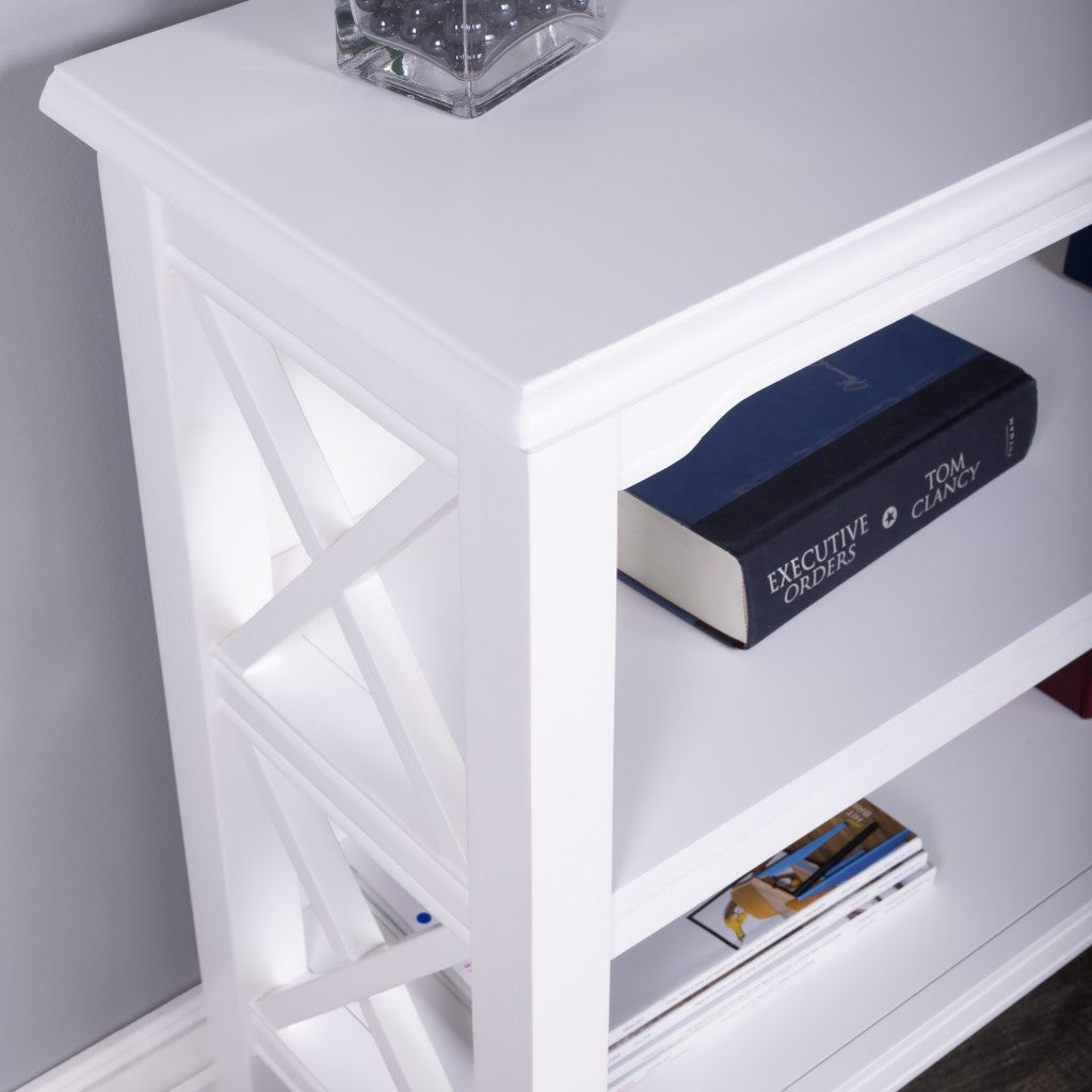 Newport Glossy White Low Bookcase By Homeroots | Bookcases | Modishstore - 5