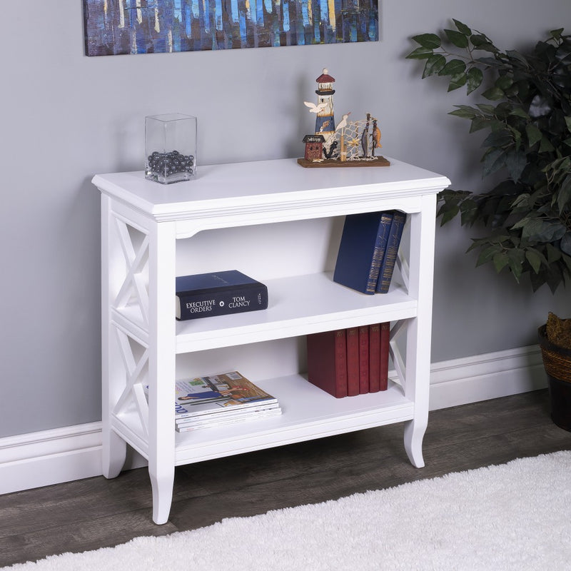 Newport Glossy White Low Bookcase By Homeroots | Bookcases | Modishstore