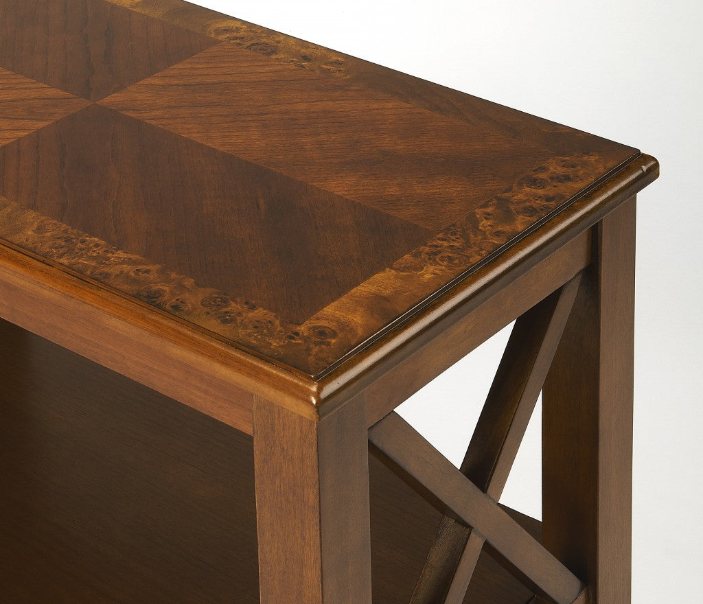 Vance Olive Ash Burl Bookcase By Homeroots | Bookcases | Modishstore - 3